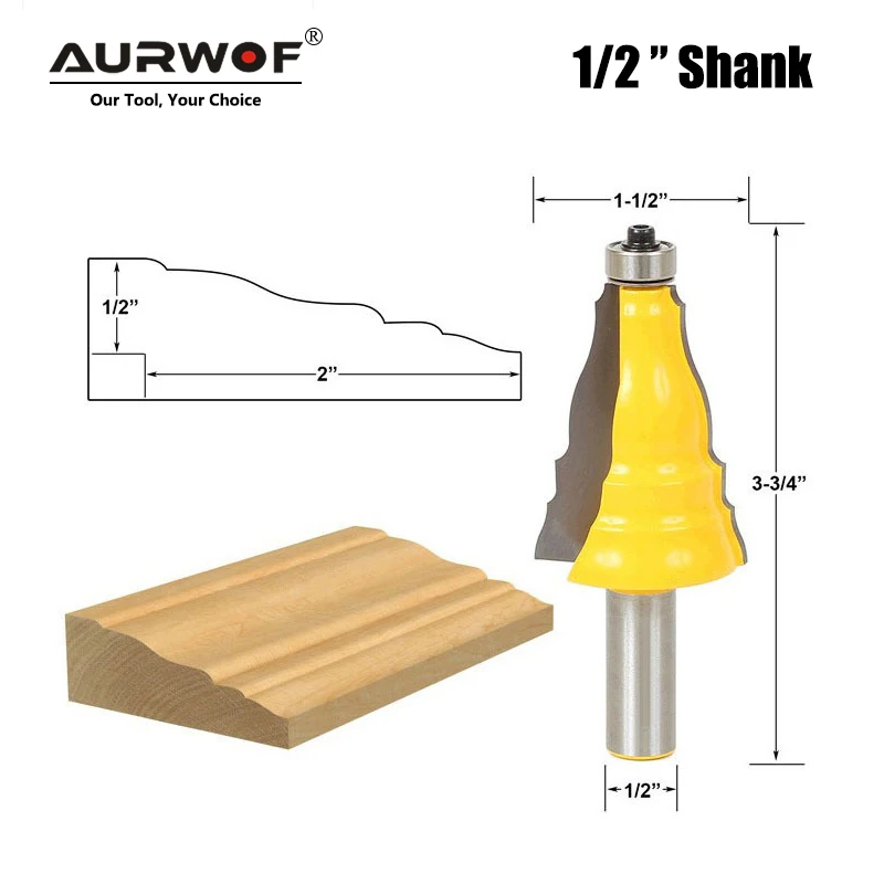 

LAVIE 1PC 12MM 1/2 Shank Gong Cutter Armrest Door Window Casing Router Bit Line Milling Cutter for Wood Woodworking Tool MC03012