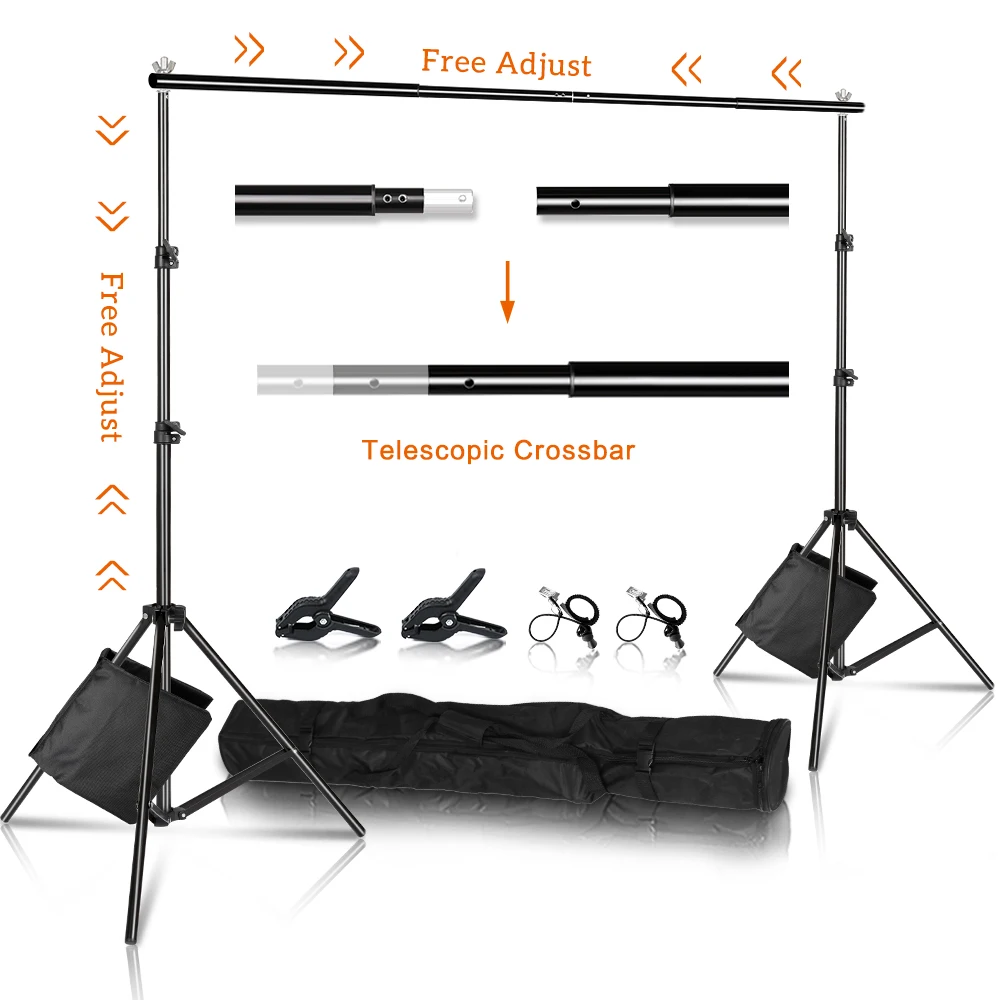 Upgrade Background Stand Photography Support System Kit for Photo Studio Muslin Backdrops, Paper and Canvas with Carrying Bag
Upgrade Background Stand Photography Support System Kit for Photo Studio Muslin Backdrops, Paper and Canvas with Carrying Bag