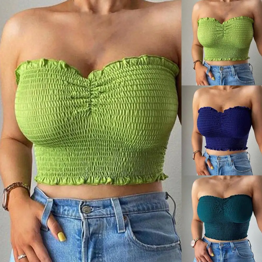 2021 summer new crop top low-cut pleated women's sleeveless off-shoulder open back camisole suitable for dating
2021 summer new crop top low-cut pleated women's sleeveless off-shoulder open back camisole suitable for dating
