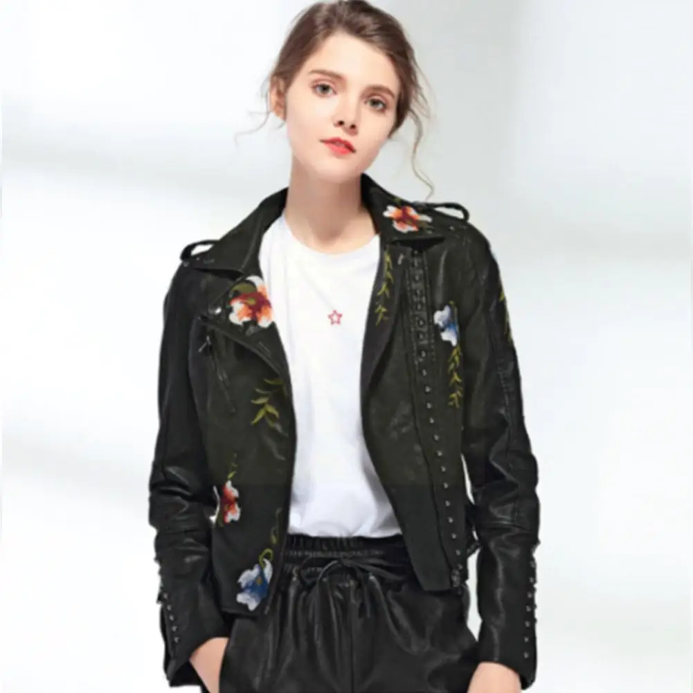 Ladies Leather Jacket Embroidered Rivet Pu Embroidered Motorcycle Motorcycle Jacket Black Jacket Punk C1W2
Ladies Leather Jacket Embroidered Rivet Pu Embroidered Motorcycle Motorcycle Jacket Black Jacket Punk C1W2