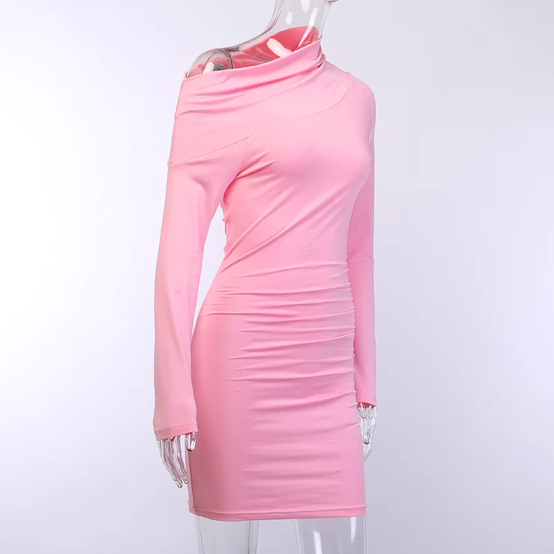 Женское мини-платье с одним плечом и длинным рукавом Vestidos платья для подиума 2019