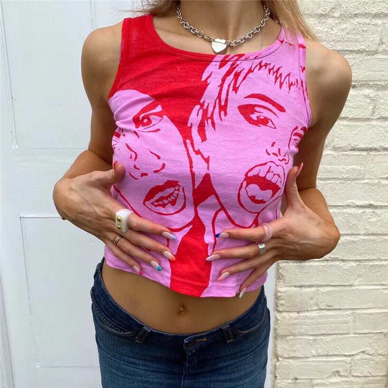 Tie Dye Cartoon Face Portrait Graphic Tank Top Cotton Basic Mini Vest Y2K Harajuku Women Sleeveless Slim Fit Crop Top Sweats Tee
Tie Dye Cartoon Face Portrait Graphic Tank Top Cotton Basic Mini Vest Y2K Harajuku Women Sleeveless Slim Fit Crop Top Sweats Tee