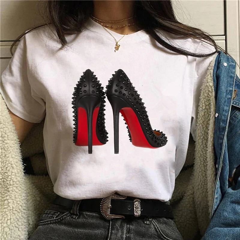 White T Shirt Women Tops Fashion High Heel Shoes Letter Print Tshirt 2021 Women Shirts Summer Short Sleeve Tee Shirt Femme
White T Shirt Women Tops Fashion High Heel Shoes Letter Print Tshirt 2021 Women Shirts Summer Short Sleeve Tee Shirt Femme