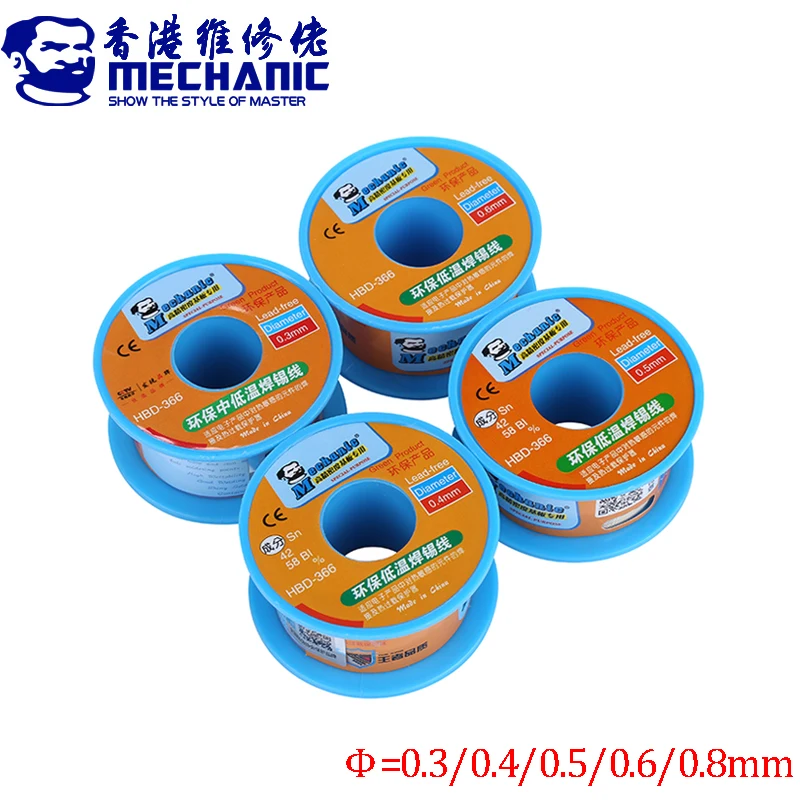 MECHANIC Lead-Free Solder Wire 40g Sn42/Bi37 0.3/0.4/0.5/0.6/0.8mm 210 Degree Melting Point Welding Tin Wire BGA Soldering Tools
MECHANIC Lead-Free Solder Wire 40g Sn42/Bi37 0.3/0.4/0.5/0.6/0.8mm 210 Degree Melting Point Welding Tin Wire BGA Soldering Tools