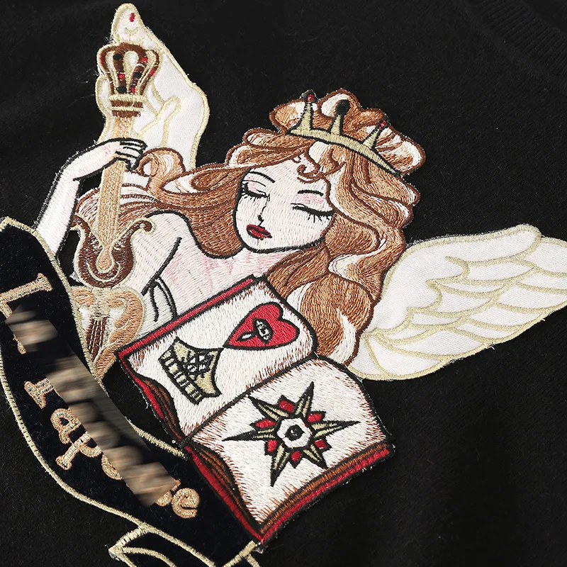 Retro Pullovers High Quality Queen Embroidered Adult Femmes Luxury Sweater Female Femmes Vintage Terry Women Jumper Lady Tops 
Retro Pullovers High Quality Queen Embroidered Adult Femmes Luxury Sweater Female Femmes Vintage Terry Women Jumper Lady Tops