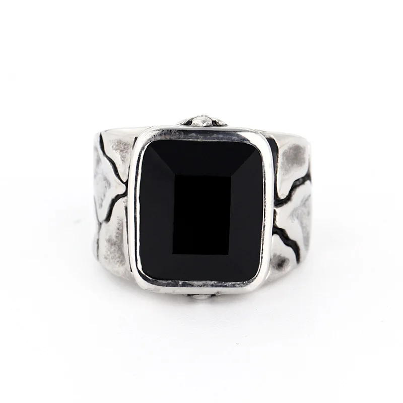Titanium Steel Overbearing Men's Ring Retro Stainless Obsidian | Украшения и аксессуары
