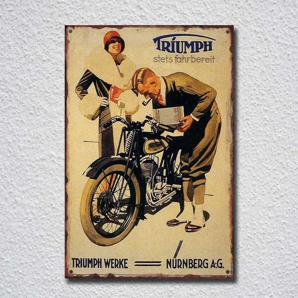 Vintage Triumph Stets Fahrbereit Tin Sign Metal Sign Metal Poster Metal Decor Metal Painting Wall Sticker Wall Sign Wall Decor
Vintage Triumph Stets Fahrbereit Tin Sign Metal Sign Metal Poster Metal Decor Metal Painting Wall Sticker Wall Sign Wall Decor