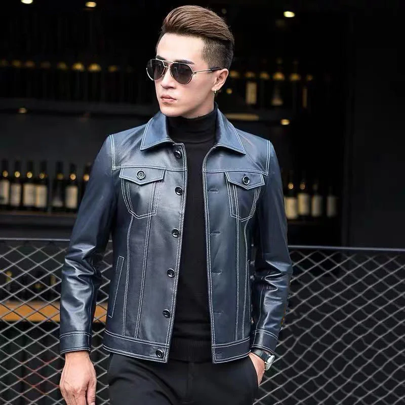 Spring Men Autumn Fashion Real Sheep Leather Jackets Men's Thin Slim Sheepskin Overcoats Male Genuine Leather Coats O15
Spring Men Autumn Fashion Real Sheep Leather Jackets Men's Thin Slim Sheepskin Overcoats Male Genuine Leather Coats O15
