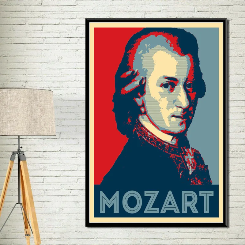 Знаменитая музыкальная картина Wolfgang Amadeus Mozart в стиле ретро шелковая Картина на