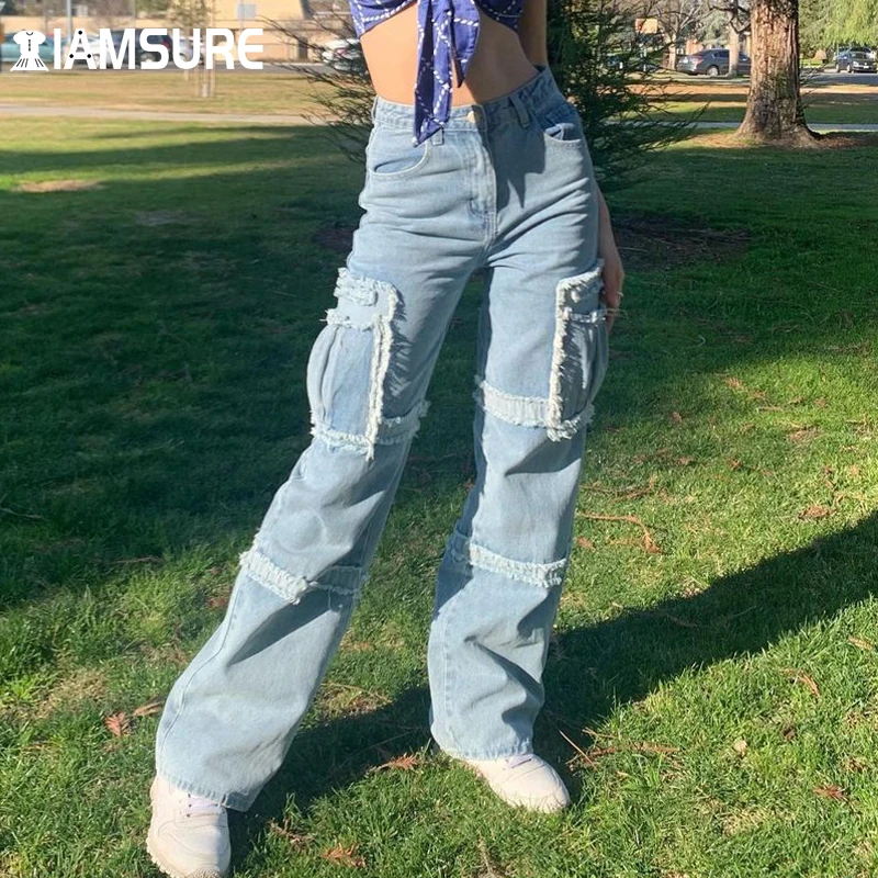 IAMSURE Loose Patchwork Overalls Jeans Cool Pockets Cargo Pants High Waisted Wide Leg Pants Women 2021 Fashion Casual Streetwear
IAMSURE Loose Patchwork Overalls Jeans Cool Pockets Cargo Pants High Waisted Wide Leg Pants Women 2021 Fashion Casual Streetwear