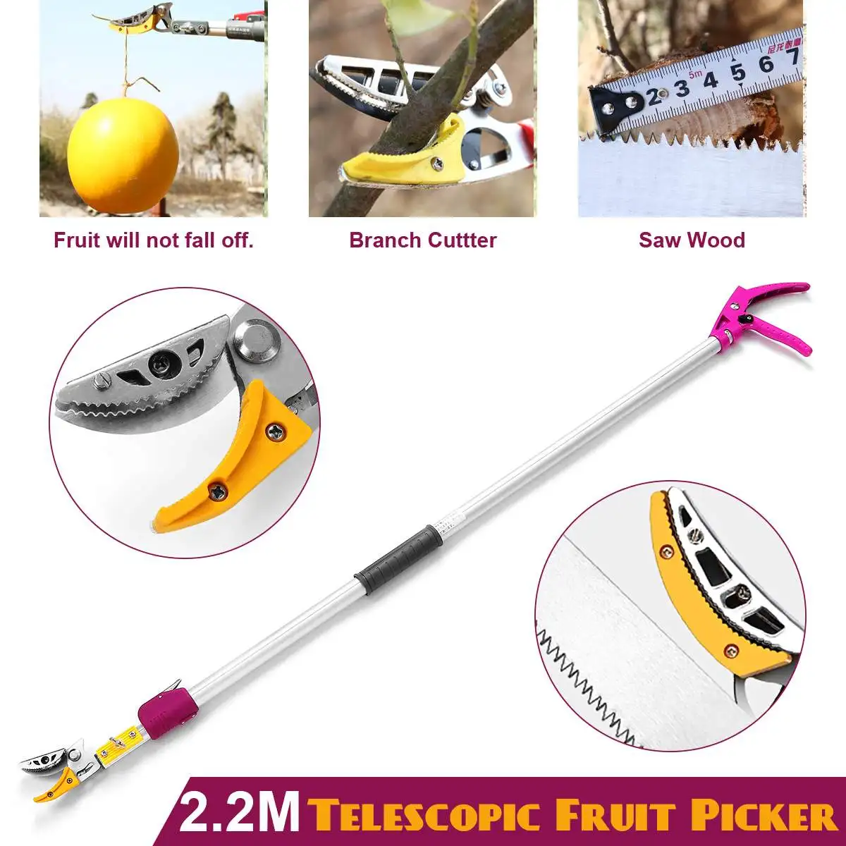 2.2m Extra Long Reach Pruner Cut and Hold Bypass Pruner Max Cutting Fruit Picker and Tree Cutter For Garden
2.2m Extra Long Reach Pruner Cut and Hold Bypass Pruner Max Cutting Fruit Picker and Tree Cutter For Garden