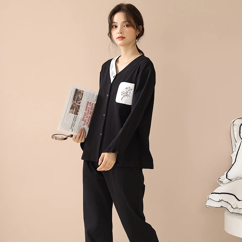 JRMISSLI 2021 Women V-Neck Sleepwear Plus Size Pyjamas Ladies Pijama Autumn Cotton Homewear New Long-Sleeved Trousers
JRMISSLI 2021 Women V-Neck Sleepwear Plus Size Pyjamas Ladies Pijama Autumn Cotton Homewear New Long-Sleeved Trousers