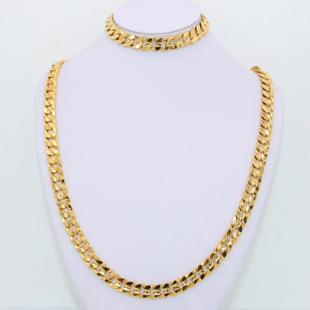 9MM Mens Jewelry Set 18K Gold Solid Cuban Link Chain Necklace + Bracelet (24 inches + 8.26 inches)
9MM Mens Jewelry Set 18K Gold Solid Cuban Link Chain Necklace + Bracelet (24 inches + 8.26 inches)