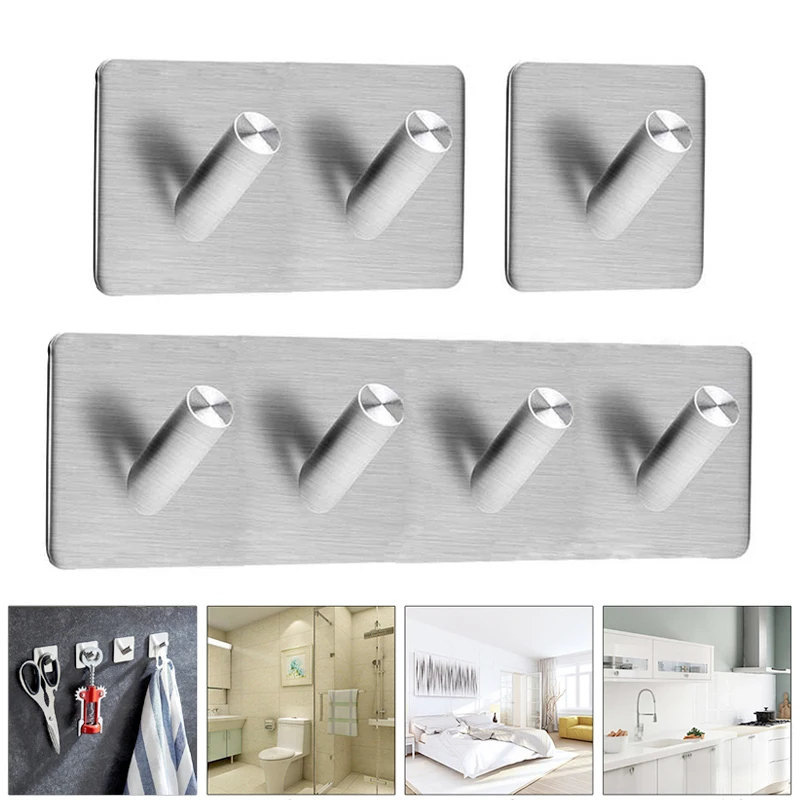 Wall Hooks Stainless Steel Towel Hook Bathroom Kitchen Self-adhesive Keys Clothes Hanger Rustproof Storage Holder
Wall Hooks Stainless Steel Towel Hook Bathroom Kitchen Self-adhesive Keys Clothes Hanger Rustproof Storage Holder