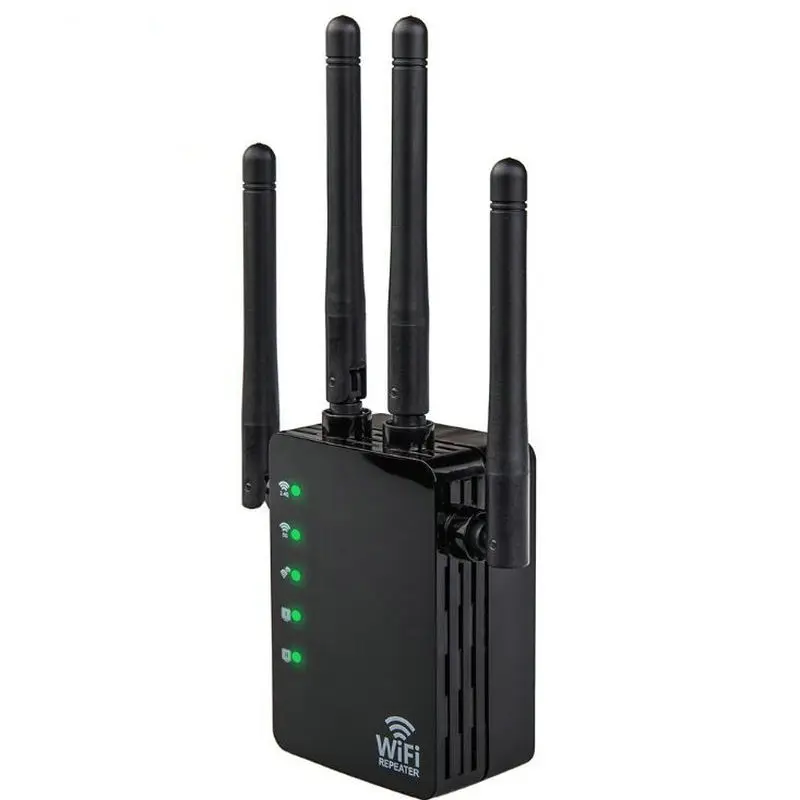 1200Mbps Dual Band AC Wireless repetidor adatper 2.4G / 5G Wifi Repeater 4 High Antennas Bridge Router Signal Amplifier 
1200Mbps Dual Band AC Wireless repetidor adatper 2.4G / 5G Wifi Repeater 4 High Antennas Bridge Router Signal Amplifier