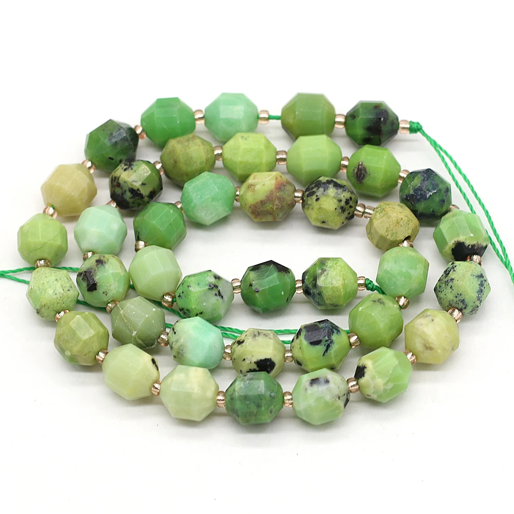 

New Natural Stone Australian Jade Beaded Exquisite Olive Shape Faceted Energy Column Beads For DIY Jewelry Making Bracelet 8mm