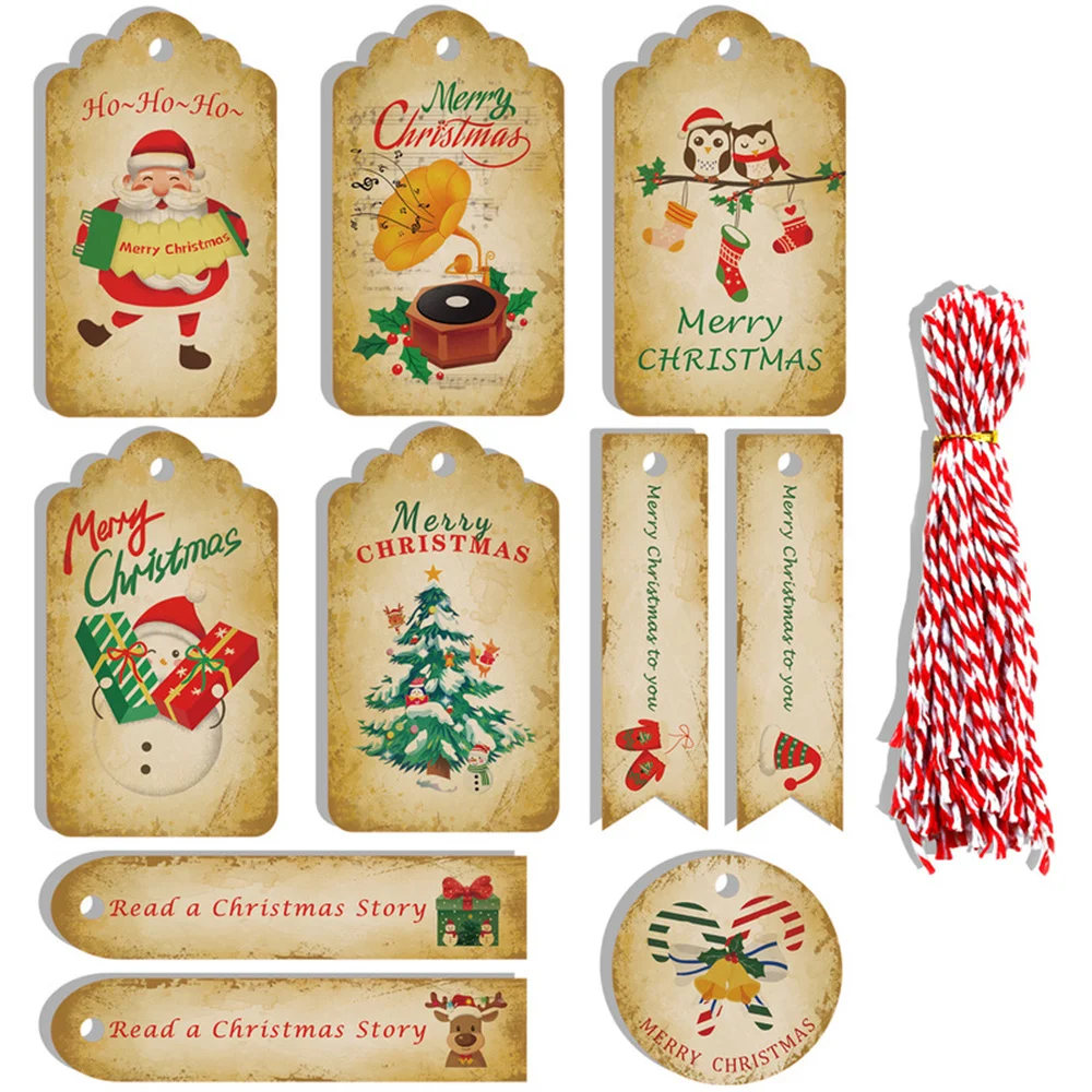 50Pcs/set Merry Christmas Kraft Paper Tags DIY Handmade Gift Wrapping Paper Labels Santa Claus Hang Tag With Rope Wedding Favors
50Pcs/set Merry Christmas Kraft Paper Tags DIY Handmade Gift Wrapping Paper Labels Santa Claus Hang Tag With Rope Wedding Favors