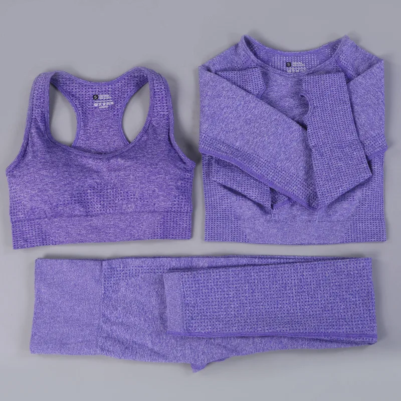 3PCs Women Seamless Yoga Set Fitness Sports Suits Sports Bra Long Sleeve Gym Crop Top Shirts High Waist Running Leggings
3PCs Women Seamless Yoga Set Fitness Sports Suits Sports Bra Long Sleeve Gym Crop Top Shirts High Waist Running Leggings