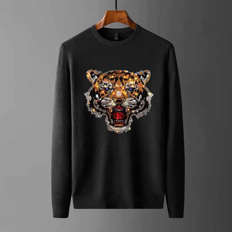 Top Soft Cashmere Rhinestone Brand Men's Winter Sweater Loose Animal Pullover High Quality Classic Black And White
Top Soft Cashmere Rhinestone Brand Men's Winter Sweater Loose Animal Pullover High Quality Classic Black And White