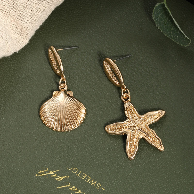 2019 vintage Bohemia ocean shell pendant earrings Statement necklace for women BOHO Beach jewelry set wholesale NE + EA | Украшения и