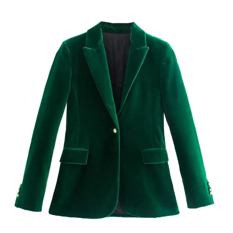 Women Dark Green Velvet Blazer Jacket Elegant Coat Female Slim Fit Office Lady Solid Long Sleeve Single Button Tops Fall Winter
Women Dark Green Velvet Blazer Jacket Elegant Coat Female Slim Fit Office Lady Solid Long Sleeve Single Button Tops Fall Winter