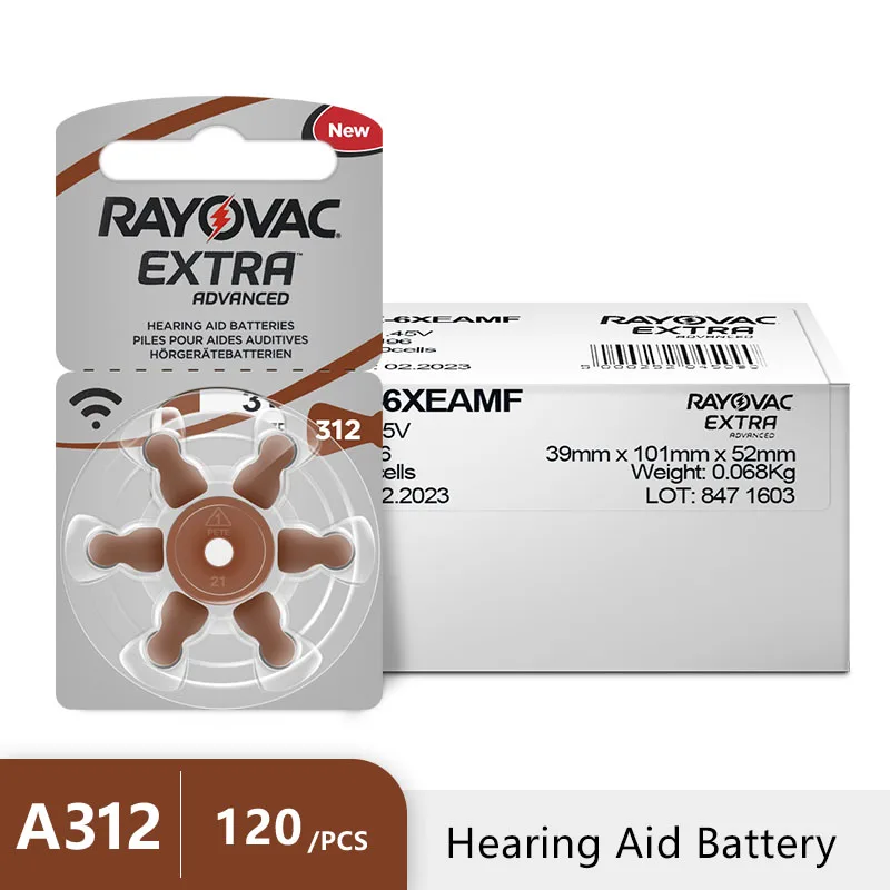 120 шт. батарейки для слухового аппарата Rayovac A312 312A ZA312 312 PR41|battery a312|hearing aid batteries a312zinc