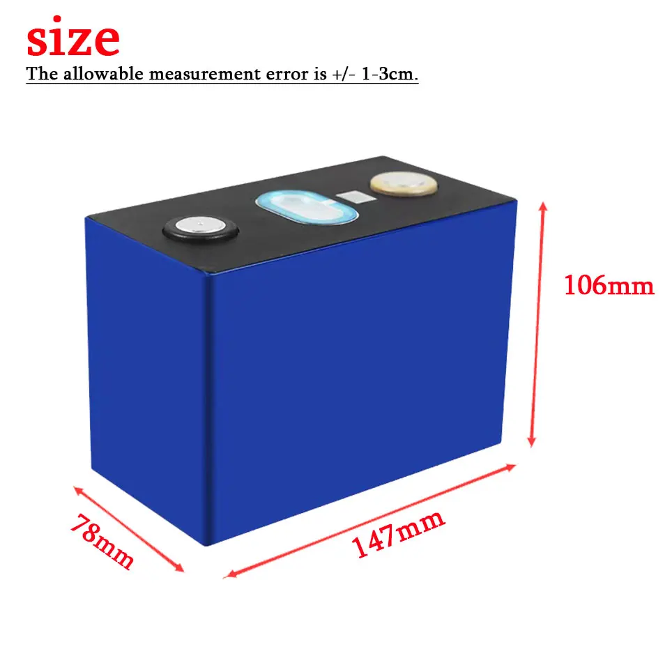 4PCS 3.2V 180Ah Lifepo4 battery 3.2v lithium iron phosphate Grade A diy 12v 24v Solar storage Electric car Golf cart Yacht
4PCS 3.2V 180Ah Lifepo4 battery 3.2v lithium iron phosphate Grade A diy 12v 24v Solar storage Electric car Golf cart Yacht