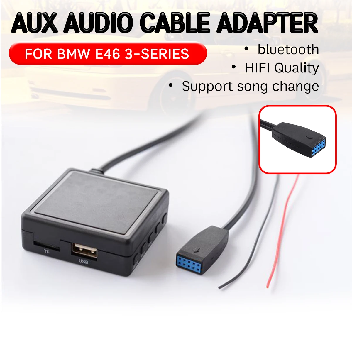 for BMW E46 2002 2003 2004-2006 Cable with USB,microphone Hands-free Aux Adapter for 10 Pin CD Headunit bluetooth Aux Receiver
for BMW E46 2002 2003 2004-2006 Cable with USB,microphone Hands-free Aux Adapter for 10 Pin CD Headunit bluetooth Aux Receiver
