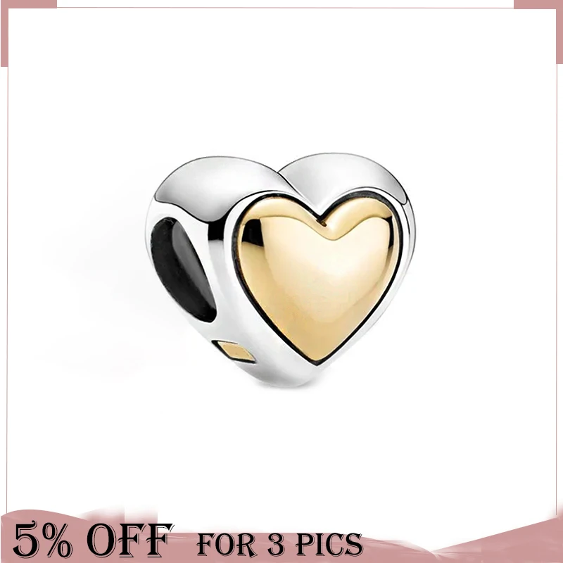 Mother's Day Two Tone Domed Golden Heart Charm 925 Sterling Silver Beads Fit Original Pandora Bracelet Women Jewelry Gift
Mother's Day Two Tone Domed Golden Heart Charm 925 Sterling Silver Beads Fit Original Pandora Bracelet Women Jewelry Gift