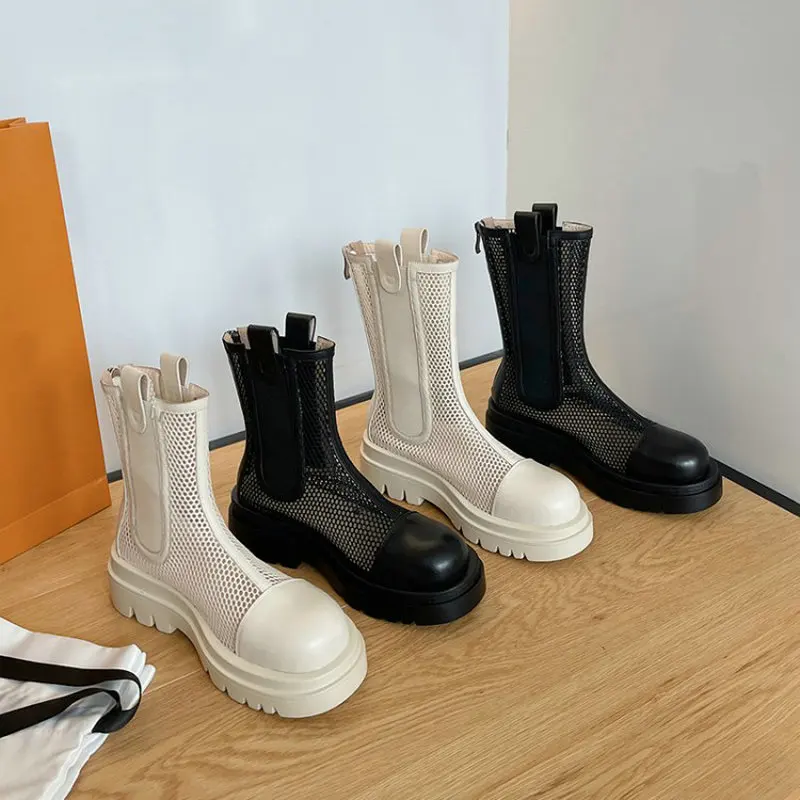 ZawsThia Genuine Natural Leather Mesh Net Breathable Round Toe Platform Women Summer Shoes High Top Punk Goth Lady Chelsea Boots
ZawsThia Genuine Natural Leather Mesh Net Breathable Round Toe Platform Women Summer Shoes High Top Punk Goth Lady Chelsea Boots