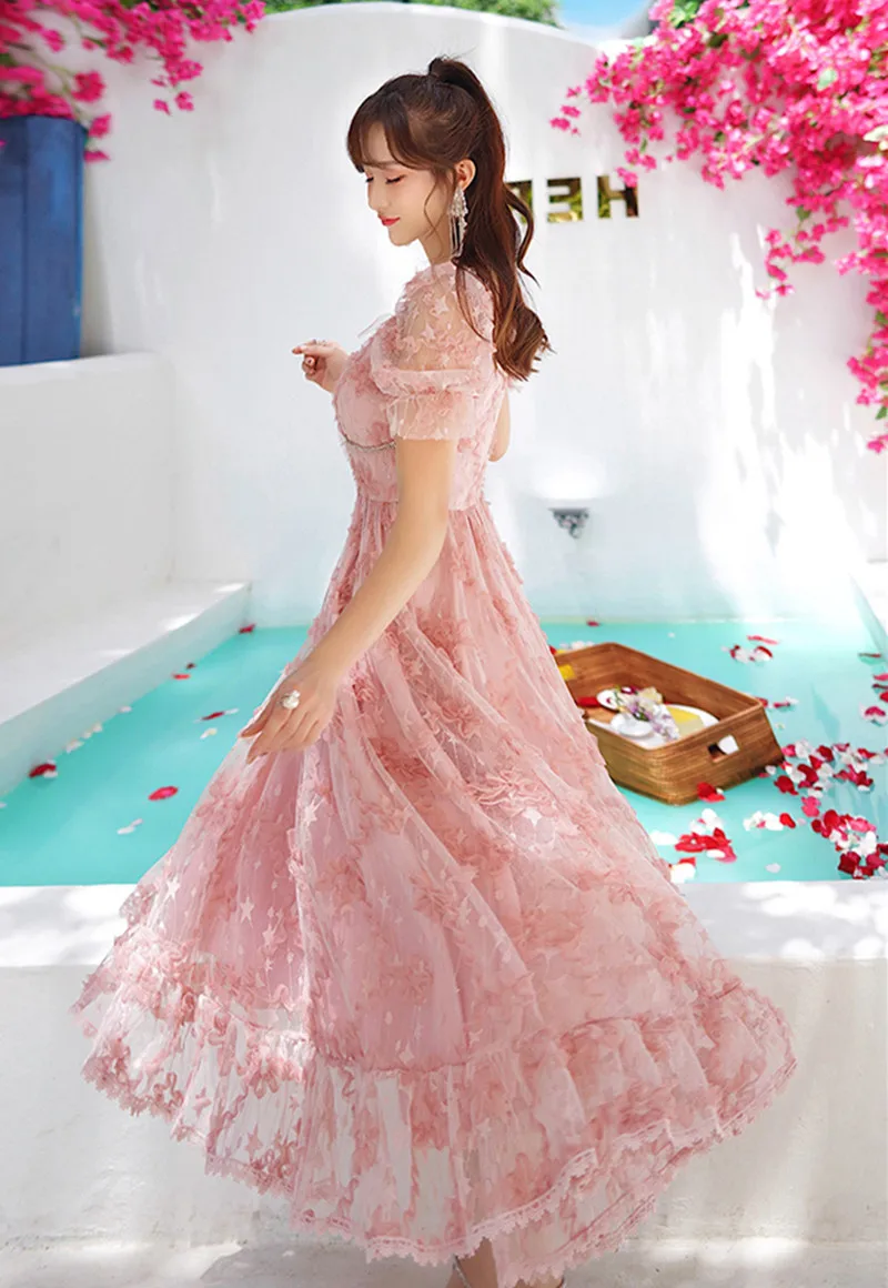 Женское кружевное платье с вышивкой BLLOCUE дизайнерское винтажное Сетчатое в