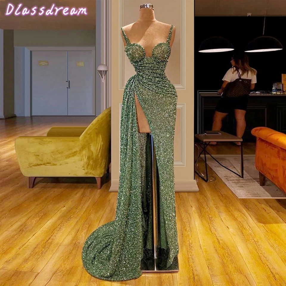 Green Sequin Mermaid Evening Dress Women Formal Party Night Side Split Prom Gowns 2020 Spaghetti Straps Elegant Vestido De Gala
Green Sequin Mermaid Evening Dress Women Formal Party Night Side Split Prom Gowns 2020 Spaghetti Straps Elegant Vestido De Gala