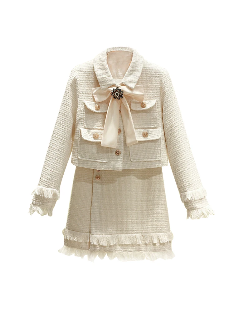 Bow tweed small fragrance coat women 2020 new skirt casual suit temperament celebrity two piece set
Bow tweed small fragrance coat women 2020 new skirt casual suit temperament celebrity two piece set