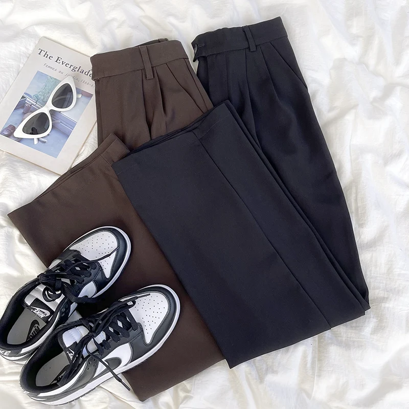 Vintage High Waist Straight Long Pants Women Solid Chic Stretwear Pocket Vintage Bottom Female Korea Style Chic Pants
Vintage High Waist Straight Long Pants Women Solid Chic Stretwear Pocket Vintage Bottom Female Korea Style Chic Pants