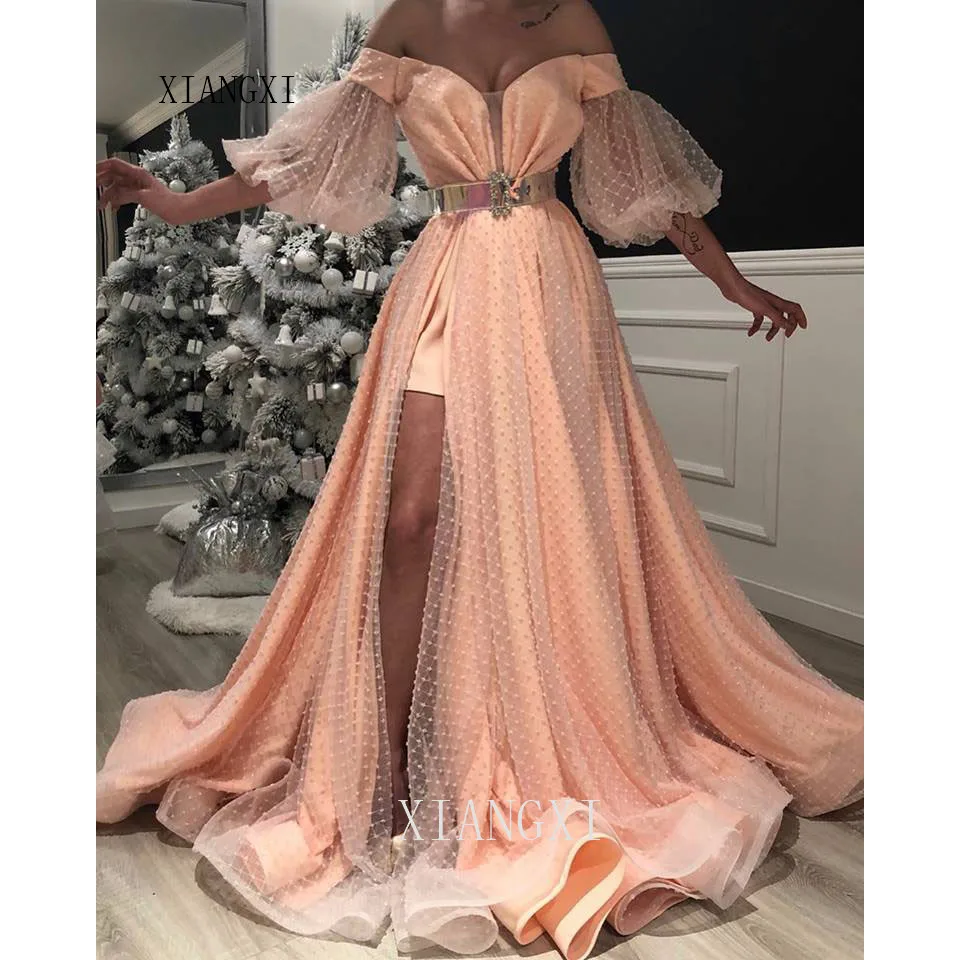 Abendkleider Formal Party Dress Half Sleeves Flare No Belt Long Evening Gowns Custom Evening Dresses Peach Dot Vestido Longo
Abendkleider Formal Party Dress Half Sleeves Flare No Belt Long Evening Gowns Custom Evening Dresses Peach Dot Vestido Longo