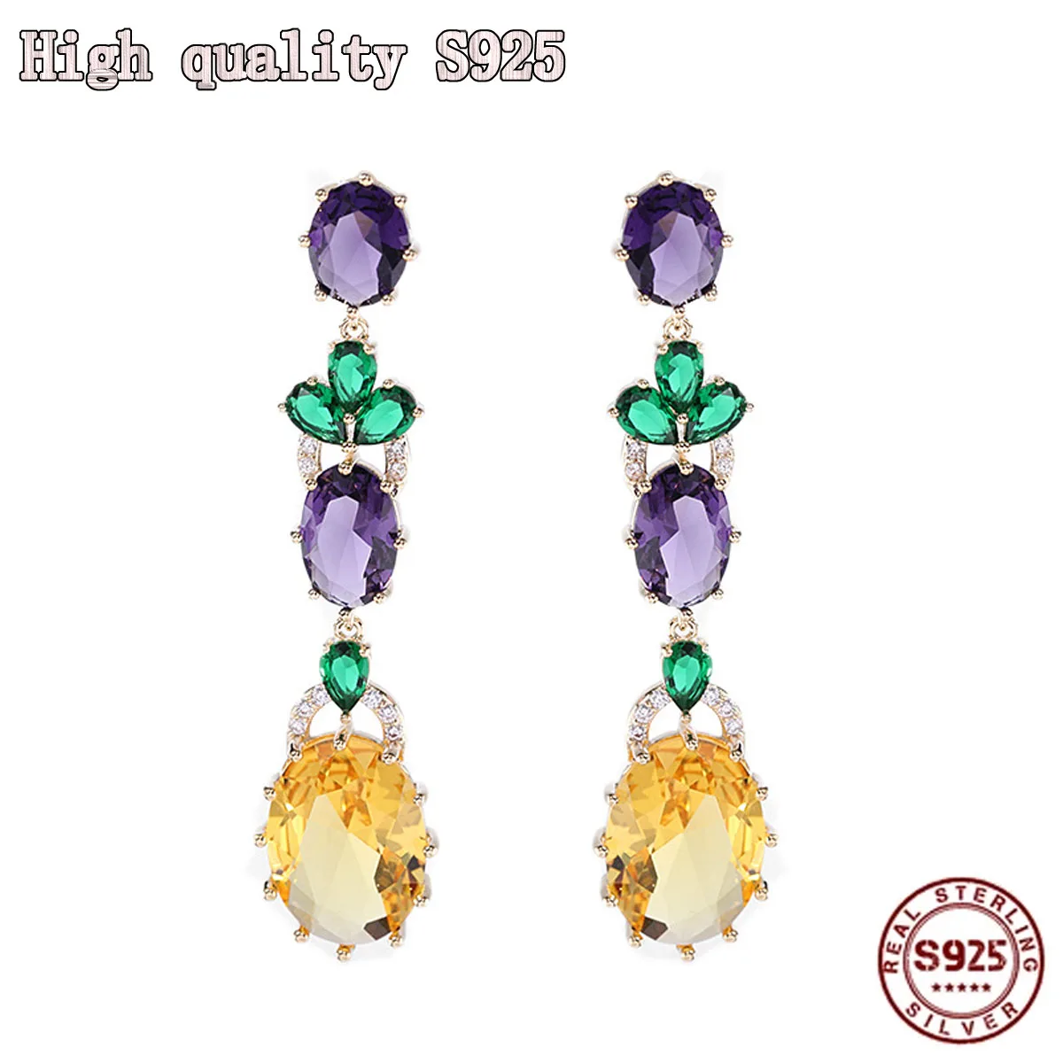 Fashion Jewelry Color Zircon Retro Heavy Industry S925 Silver Needle Super Flash Crystal Long Geometry Earrings for Women
Fashion Jewelry Color Zircon Retro Heavy Industry S925 Silver Needle Super Flash Crystal Long Geometry Earrings for Women