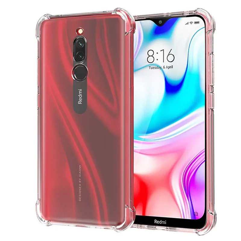 Clear Cover Case For Xiaomi Redmi 8 8A Note Pro 8T Air Cushion Soft Silicone TPU Bumper Shockproof Gel Shell | Мобильные телефоны и