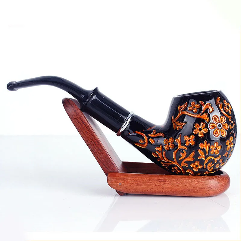 Engraved Flower Resin Wood Smoking Pipe Handmade Portable Tobacco Pipe Classic Bent Pipes Cigar Tube As Best Gift E2S
Engraved Flower Resin Wood Smoking Pipe Handmade Portable Tobacco Pipe Classic Bent Pipes Cigar Tube As Best Gift E2S