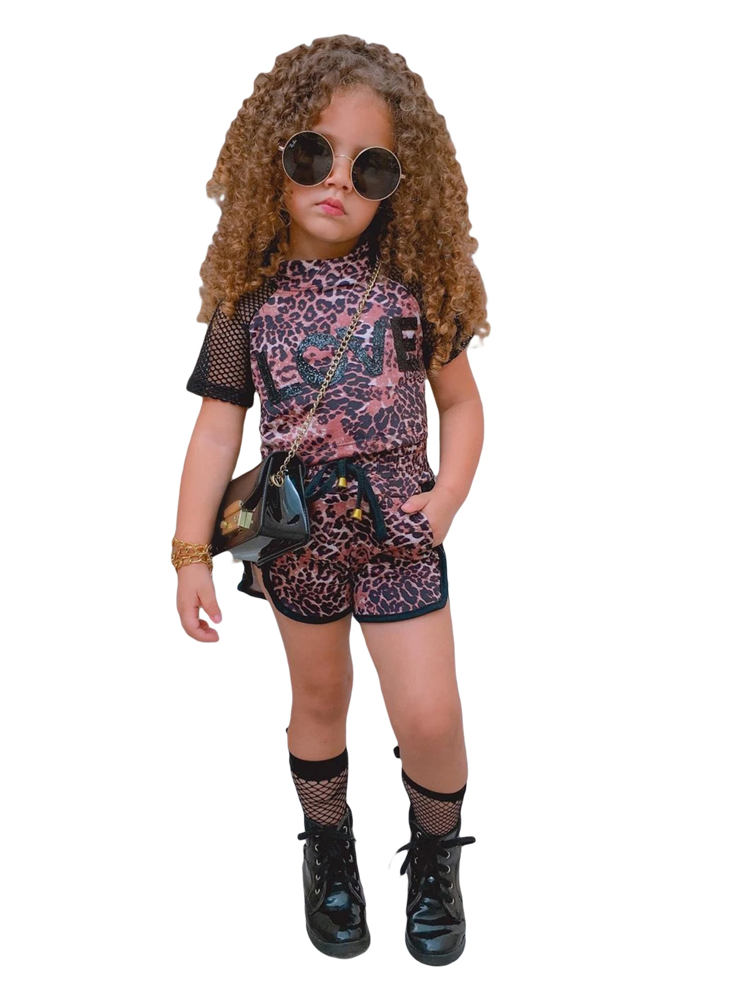 Toddler Summer Outfit Leopard Print Stand Collar Short Sleeves T-Shirt and Shorts for Girls
Toddler Summer Outfit Leopard Print Stand Collar Short Sleeves T-Shirt and Shorts for Girls