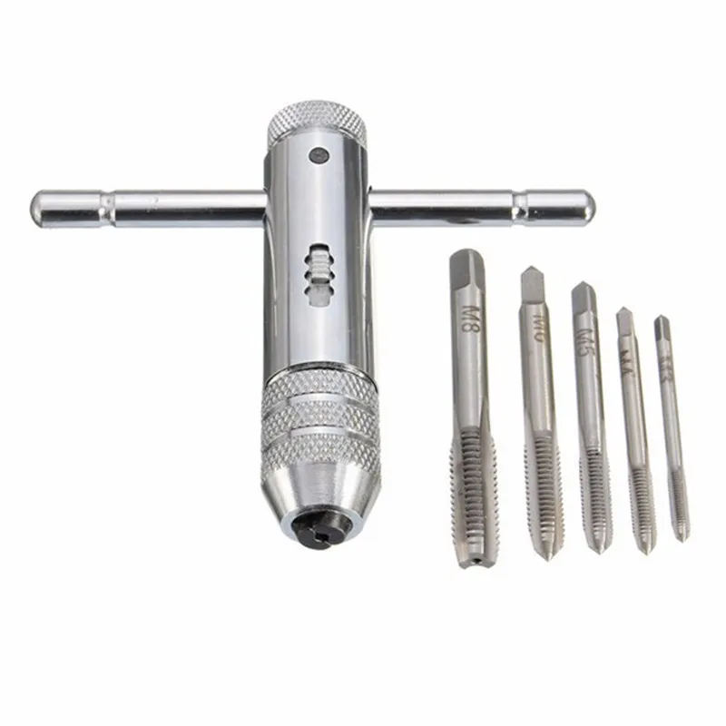 InsFamily T Handle Ratchet Tap Wrench With 5pcs M3-M8 Machine Screw Thread Metric Plug Tap Machinist Tool
InsFamily T Handle Ratchet Tap Wrench With 5pcs M3-M8 Machine Screw Thread Metric Plug Tap Machinist Tool