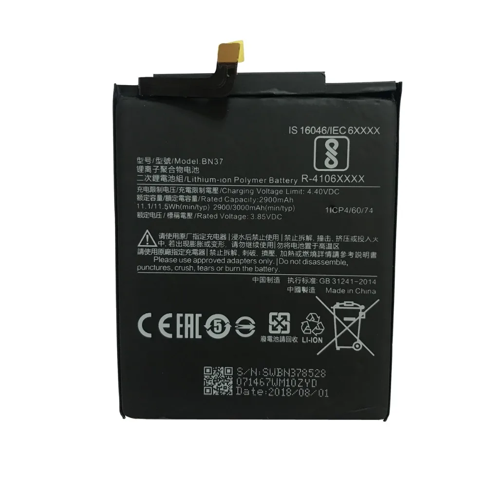 Original Replacement Battery For Xiaomi Mi Redmi6 Redmi 6 6A Redrice BN37 Genuine Phone 3000mAh | Мобильные телефоны и