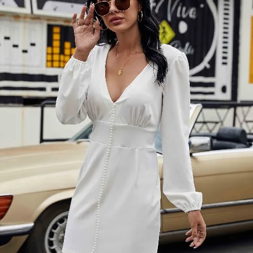 FNOCE Cross-border Foreign Trade New Style Spring And Summer Casual Fashion Elegant Chiffon V-neck Long-sleeved Dress
FNOCE Cross-border Foreign Trade New Style Spring And Summer Casual Fashion Elegant Chiffon V-neck Long-sleeved Dress