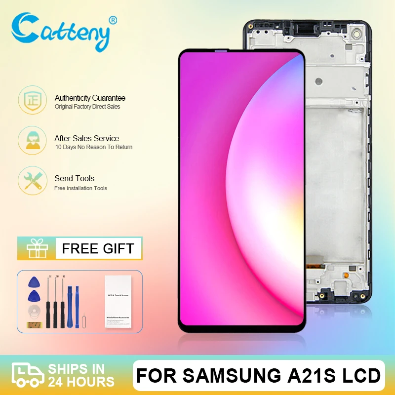 

Оптовая продажа, дисплей 6,5 дюйма A217 для Samsung Galaxy A21S, ЖК-дисплей с сенсорной панелью и дигитайзером в сборе, бесплатная доставка с рамкой