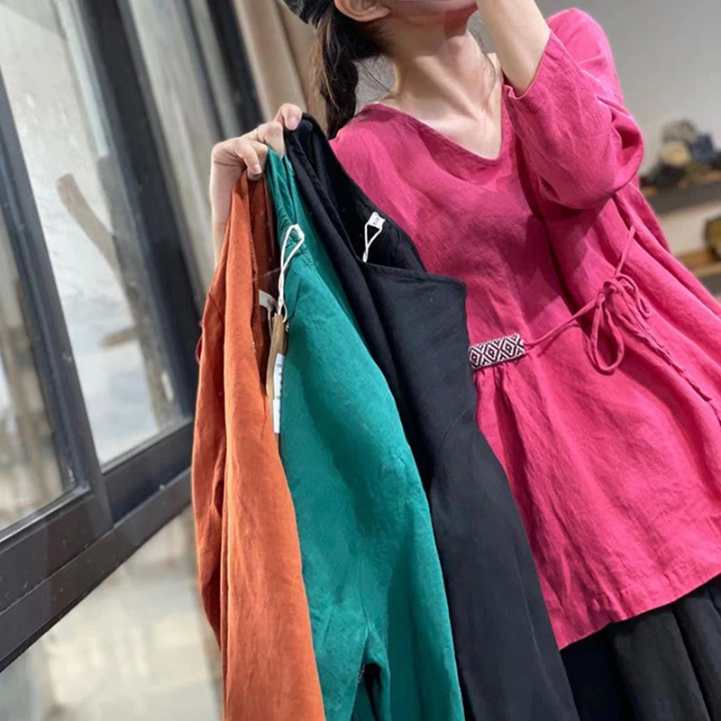 NINI WONDERLAND 2021 Spring V-neck Cotton Linen Loose T-shirt Women Batwing Sleeve Casual Top Big Size Autumn Mori Girls Tshirts
NINI WONDERLAND 2021 Spring V-neck Cotton Linen Loose T-shirt Women Batwing Sleeve Casual Top Big Size Autumn Mori Girls Tshirts
