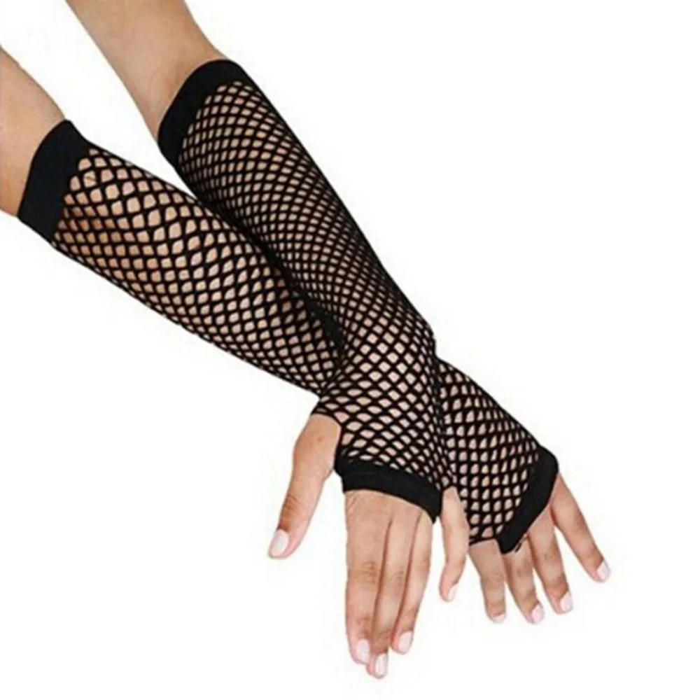 

1 Pair Women Gloves Hollow Out Holes Sexy Punk Goth Lady Disco Dance Costume Summer Party Fingerless Mesh Fishnet Gloves