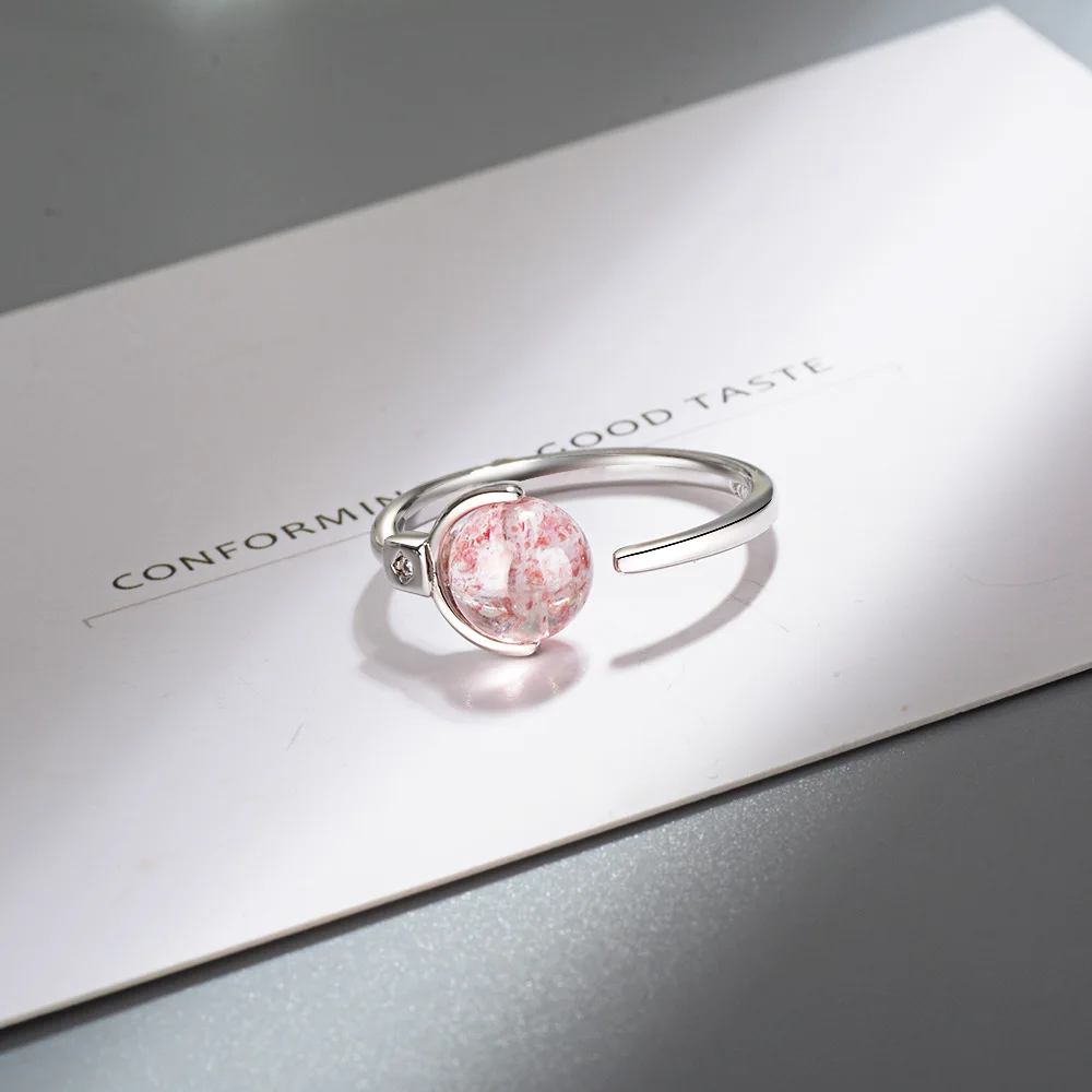 925 Sterling Silver New Woman Fashion Jewelry High Quality Crystal Pink Agate Rotating Ball Ring Adjustable Size Open Ring
925 Sterling Silver New Woman Fashion Jewelry High Quality Crystal Pink Agate Rotating Ball Ring Adjustable Size Open Ring