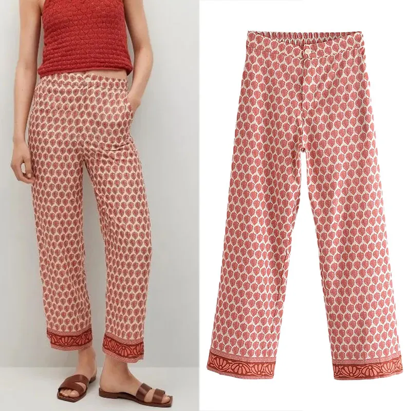 Za Autumn Women Pants 2021 Fashion Flowers Printing Elastic High Waisted Trousers Female Casual Loose Wide leg pants Streetwear
Za Autumn Women Pants 2021 Fashion Flowers Printing Elastic High Waisted Trousers Female Casual Loose Wide leg pants Streetwear