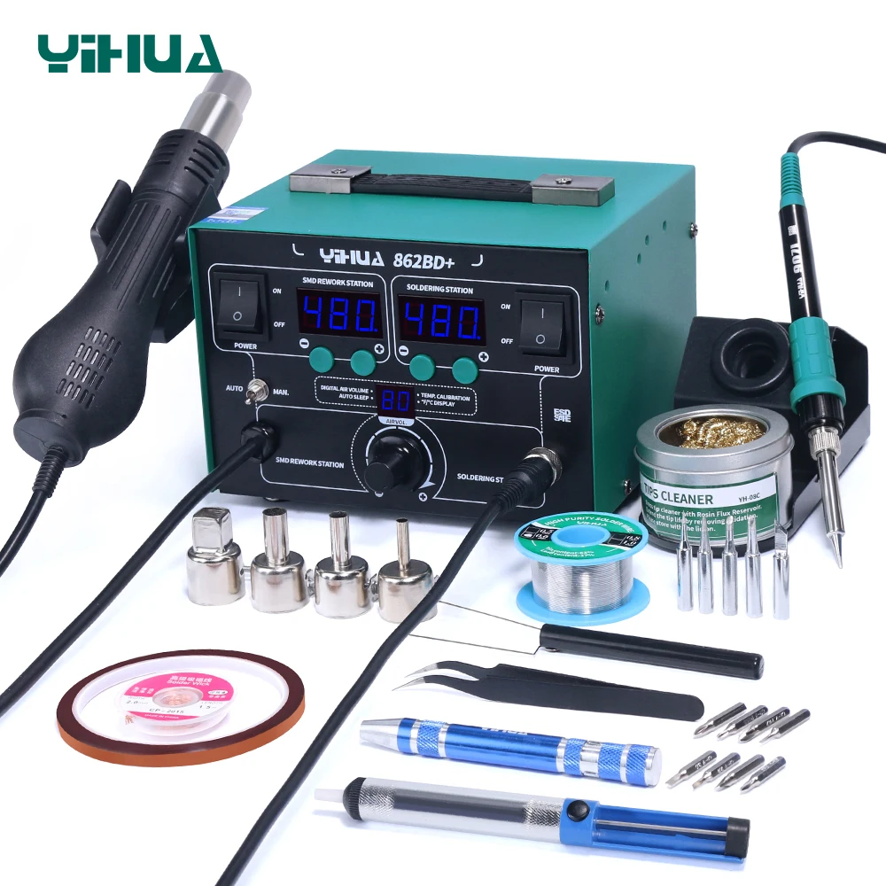 High Power YIHUA 862BD+ Hot Air Gun Soldering Station With Imported Heater Used For Phone Repair And Solder
High Power YIHUA 862BD+ Hot Air Gun Soldering Station With Imported Heater Used For Phone Repair And Solder