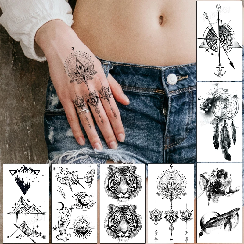 small tattoo sticker hand finger wrist armband tattoo sleeve black lotus flower compass tiger head water transfer tattoo fake 
small tattoo sticker hand finger wrist armband tattoo sleeve black lotus flower compass tiger head water transfer tattoo fake