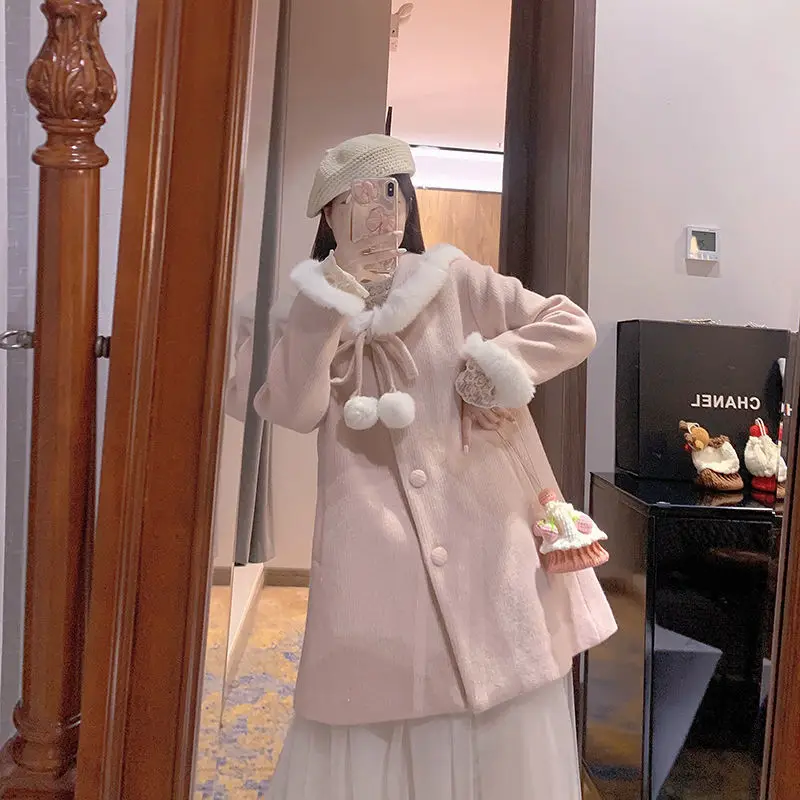 Sweet Winter Long Coat Women Warm Wool Trend Coat Female Casual Thick Japanese Style Kawaii Korean Coats and Jackets Women 2020 
Sweet Winter Long Coat Women Warm Wool Trend Coat Female Casual Thick Japanese Style Kawaii Korean Coats and Jackets Women 2020
